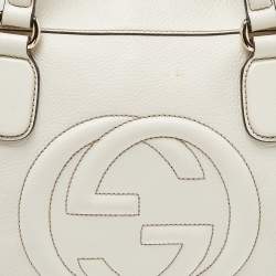 Pre Owned Gucci Cream Leather Soho Zip Tassel Tote