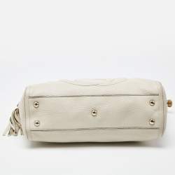 Pre Owned Gucci Cream Leather Soho Zip Tassel Tote