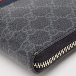 Gucci Black GG Supreme Canvas New Web Continental Wallet