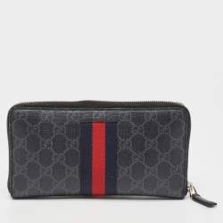 Gucci Black GG Supreme Canvas New Web Continental Wallet