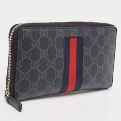 Gucci Black GG Supreme Canvas New Web Continental Wallet