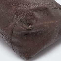 Pre Owned Gucci Dark Brown Leather Baguette Bag