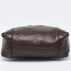 Pre Owned Gucci Dark Brown Leather Baguette Bag