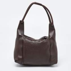 Pre Owned Gucci Dark Brown Leather Baguette Bag