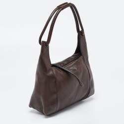 Pre Owned Gucci Dark Brown Leather Baguette Bag