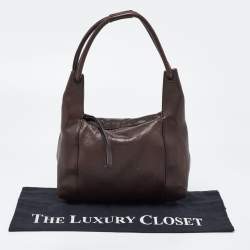 Pre Owned Gucci Dark Brown Leather Baguette Bag