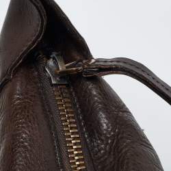 Pre Owned Gucci Dark Brown Leather Baguette Bag