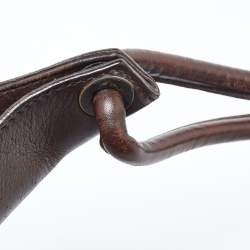 Pre Owned Gucci Dark Brown Leather Baguette Bag