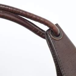 Pre Owned Gucci Dark Brown Leather Baguette Bag