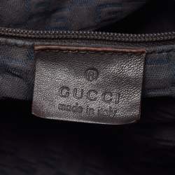 Pre Owned Gucci Dark Brown Leather Baguette Bag