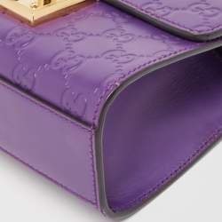 Pre Owned Gucci Purple Guccissima Leather Small Padlock Shoulder Bag