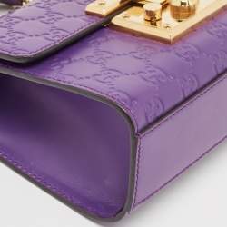 Pre Owned Gucci Purple Guccissima Leather Small Padlock Shoulder Bag