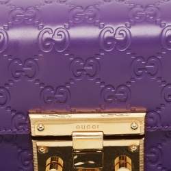 Pre Owned Gucci Purple Guccissima Leather Small Padlock Shoulder Bag