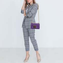 Pre Owned Gucci Purple Guccissima Leather Small Padlock Shoulder Bag