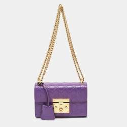 Pre Owned Gucci Purple Guccissima Leather Small Padlock Shoulder Bag
