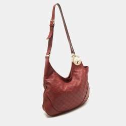 Pre Owned Gucci Red Guccissima Leather Charlotte Hobo