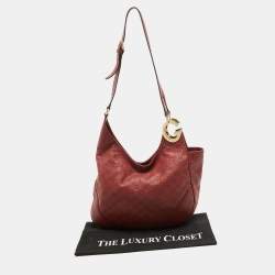 Pre Owned Gucci Red Guccissima Leather Charlotte Hobo