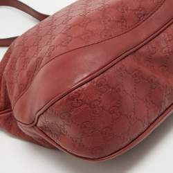 Pre Owned Gucci Red Guccissima Leather Charlotte Hobo