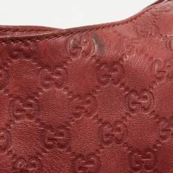 Pre Owned Gucci Red Guccissima Leather Charlotte Hobo