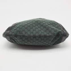 Pre Owned Gucci Green/Black GG Canvas and Leather Abbey Hobo