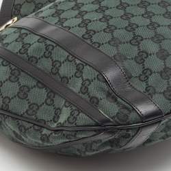 Pre Owned Gucci Green/Black GG Canvas and Leather Abbey Hobo