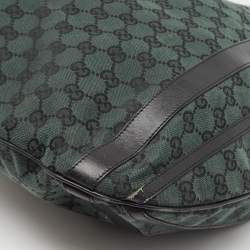 Pre Owned Gucci Green/Black GG Canvas and Leather Abbey Hobo