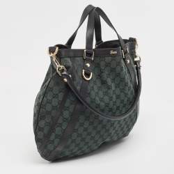 Pre Owned Gucci Green/Black GG Canvas and Leather Abbey Hobo