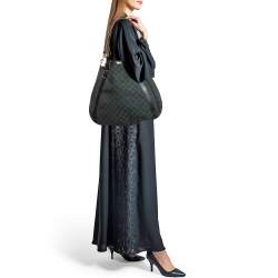 Pre Owned Gucci Green/Black GG Canvas and Leather Abbey Hobo