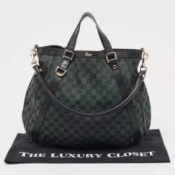 Pre Owned Gucci Green/Black GG Canvas and Leather Abbey Hobo