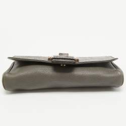 Pre Owned Gucci Grey Python and Leather Greenwhich Baguette Bag
