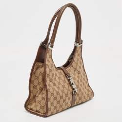 Pre Owned Gucci Beige/Brown GG Canvas and Leather Jackie Bardot Hobo