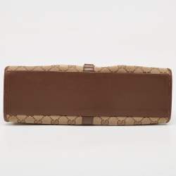 Pre Owned Gucci Beige/Brown GG Canvas and Leather Jackie Bardot Hobo