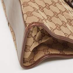 Pre Owned Gucci Beige/Brown GG Canvas and Leather Jackie Bardot Hobo