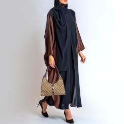 Pre Owned Gucci Beige/Brown GG Canvas and Leather Jackie Bardot Hobo