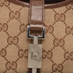 Pre Owned Gucci Beige/Brown GG Canvas and Leather Jackie Bardot Hobo