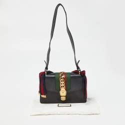 Pre Owned Gucci Black Leather Small Web Sylvie Shoulder Bag