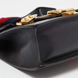 Pre Owned Gucci Black Leather Small Web Sylvie Shoulder Bag