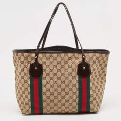 Gucci Beige/Brown GG Canvas and Patent Leather Jolie Web Charms Tote