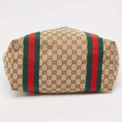 Gucci Beige/Brown GG Canvas and Patent Leather Jolie Web Charms Tote