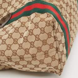 Gucci Beige/Brown GG Canvas and Patent Leather Jolie Web Charms Tote