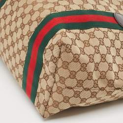 Gucci Beige/Brown GG Canvas and Patent Leather Jolie Web Charms Tote