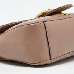 Gucci Beige Matelassé Leather Small GG Marmont Shoulder Bag