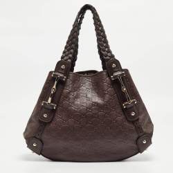Pre Owned Gucci Dark Brown Guccissima Leather Small Pelham Shoulder Bag