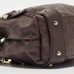 Pre Owned Gucci Dark Brown Guccissima Leather Small Pelham Shoulder Bag