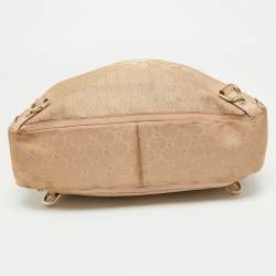 Pre Owned Gucci Dusty Pink/Gold GG Lurex Fabric and Leather Tote