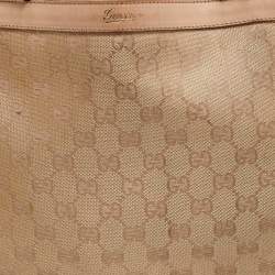Pre Owned Gucci Dusty Pink/Gold GG Lurex Fabric and Leather Tote