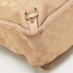 Pre Owned Gucci Dusty Pink/Gold GG Lurex Fabric and Leather Tote