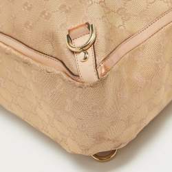 Pre Owned Gucci Dusty Pink/Gold GG Lurex Fabric and Leather Tote