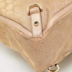 Pre Owned Gucci Dusty Pink/Gold GG Lurex Fabric and Leather Tote