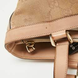 Pre Owned Gucci Dusty Pink/Gold GG Lurex Fabric and Leather Tote